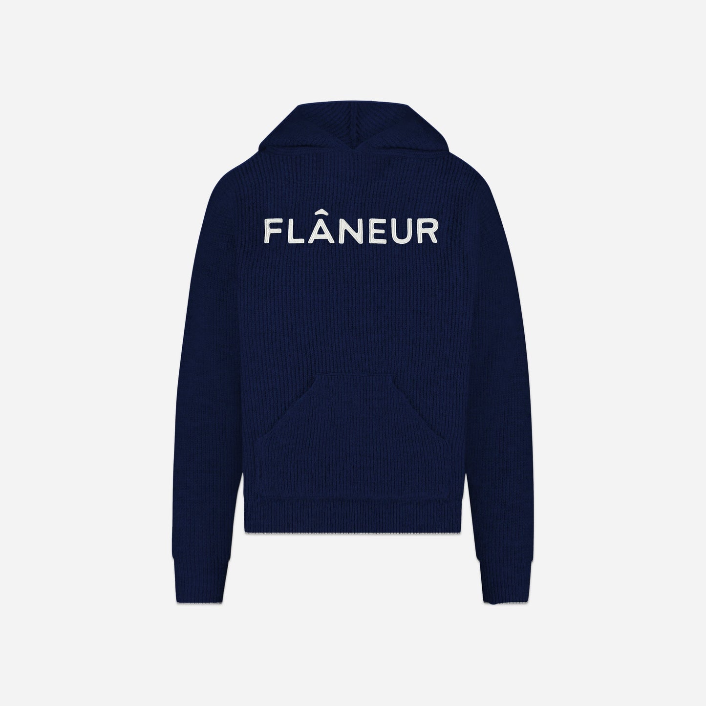 Knitted Logo Hoodie Navy