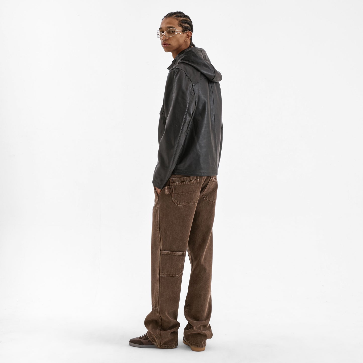 Leather Anorak Windbreaker | Black