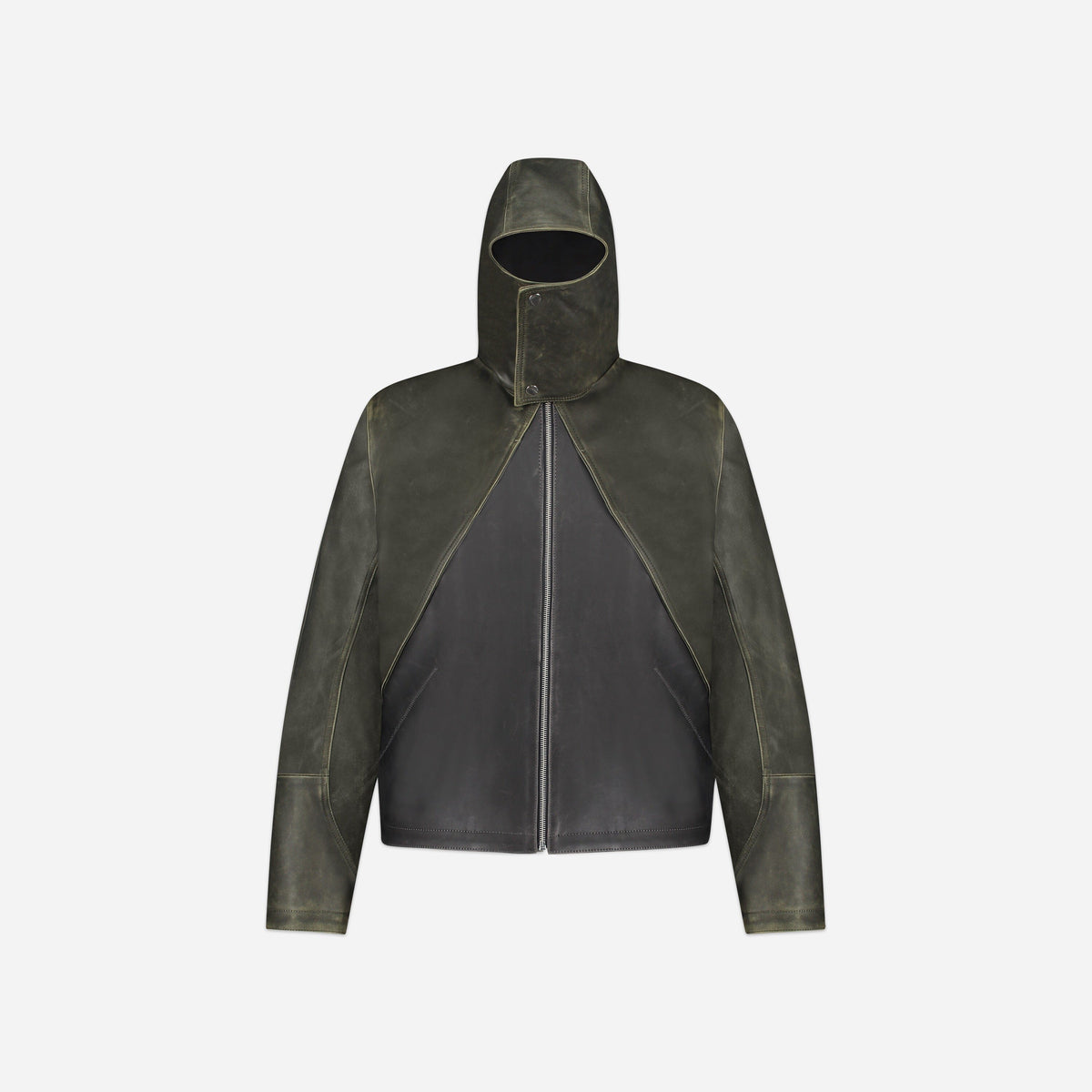 Balaclava Leder Jacke | Green/Brown