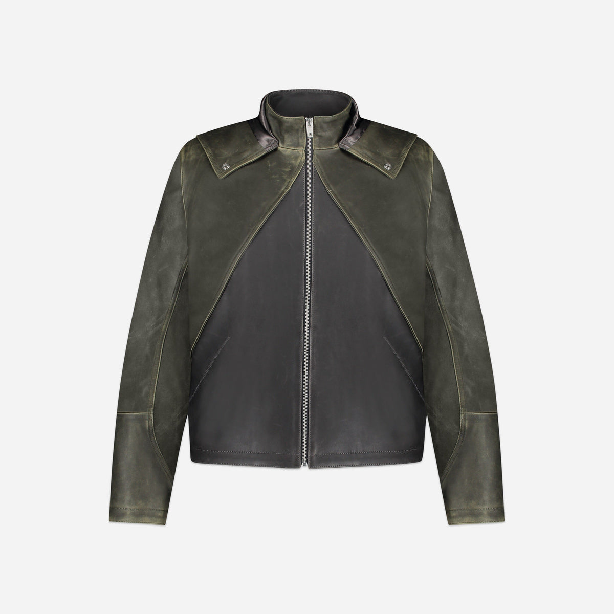 Balaclava Leder Jacke | Green/Brown
