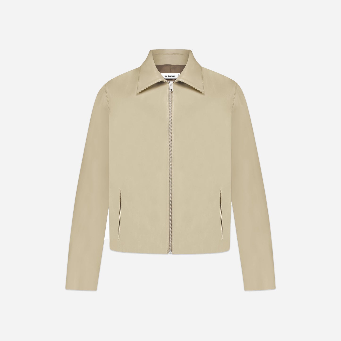 Leather Blouson Worker Jacket Beige