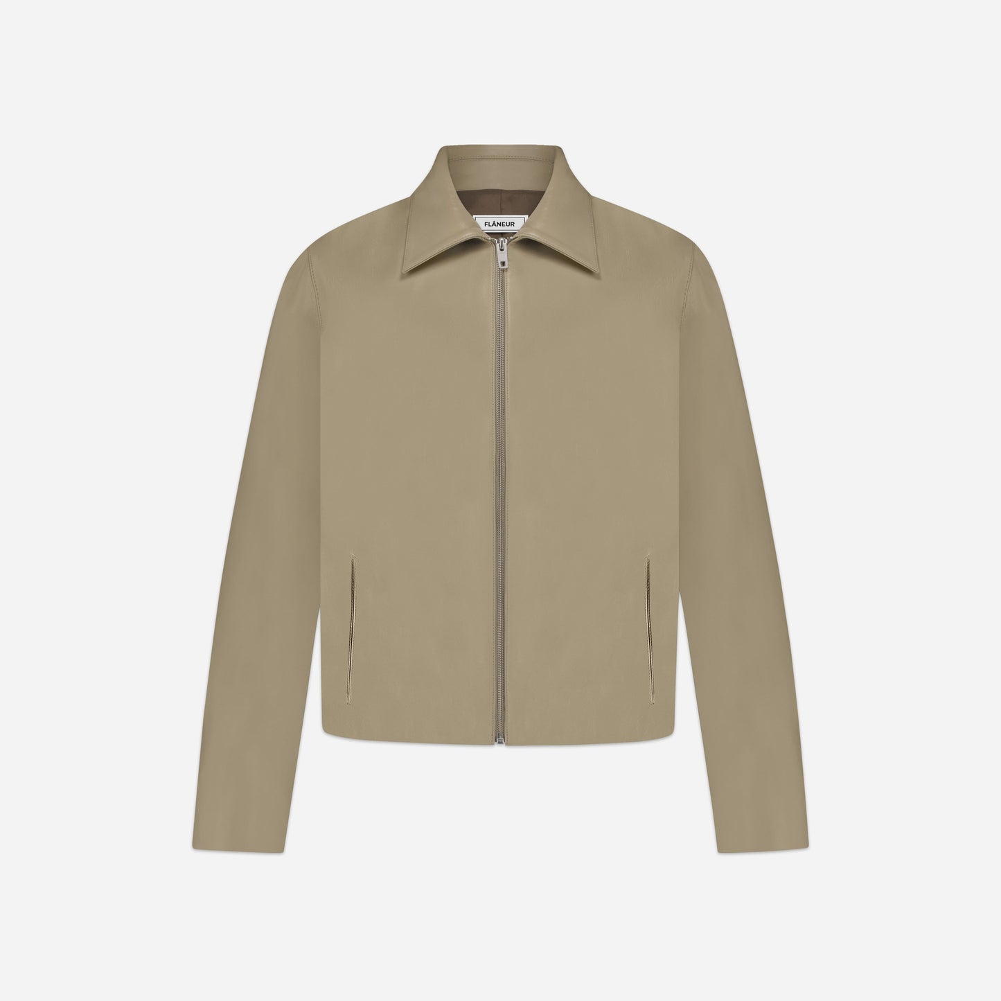 Leather Blouson Worker Jacket | Beige