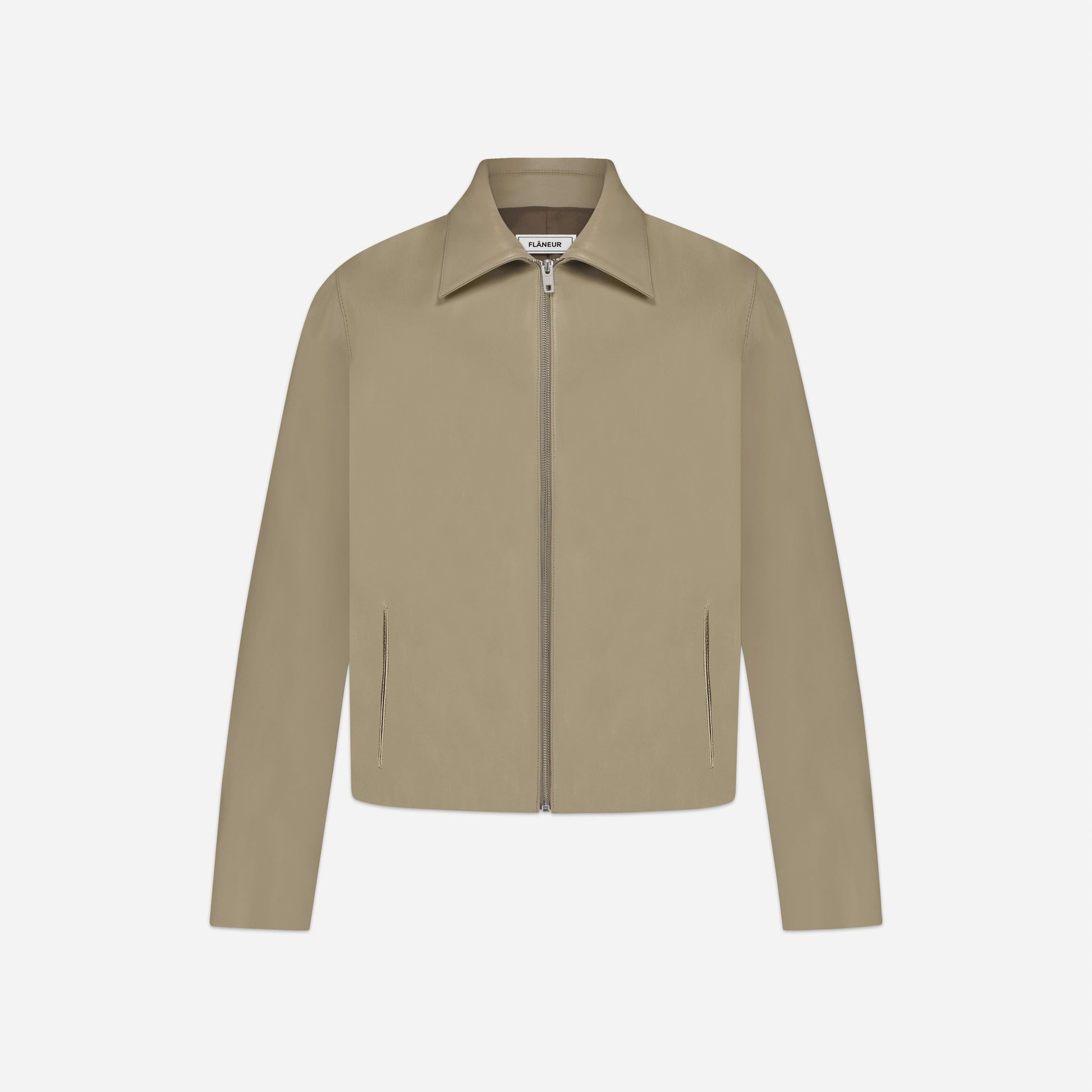Leather Blouson Worker Jacket | Beige