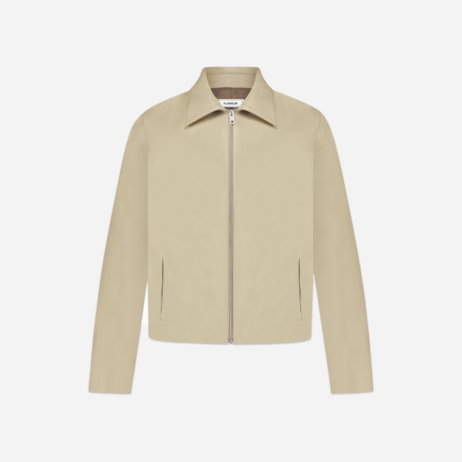 Leather Blouson Worker Jacket | Beige
