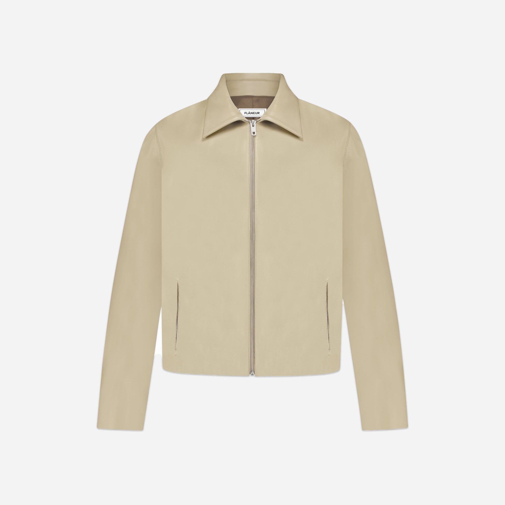 Leather Blouson Worker Jacket | Beige
