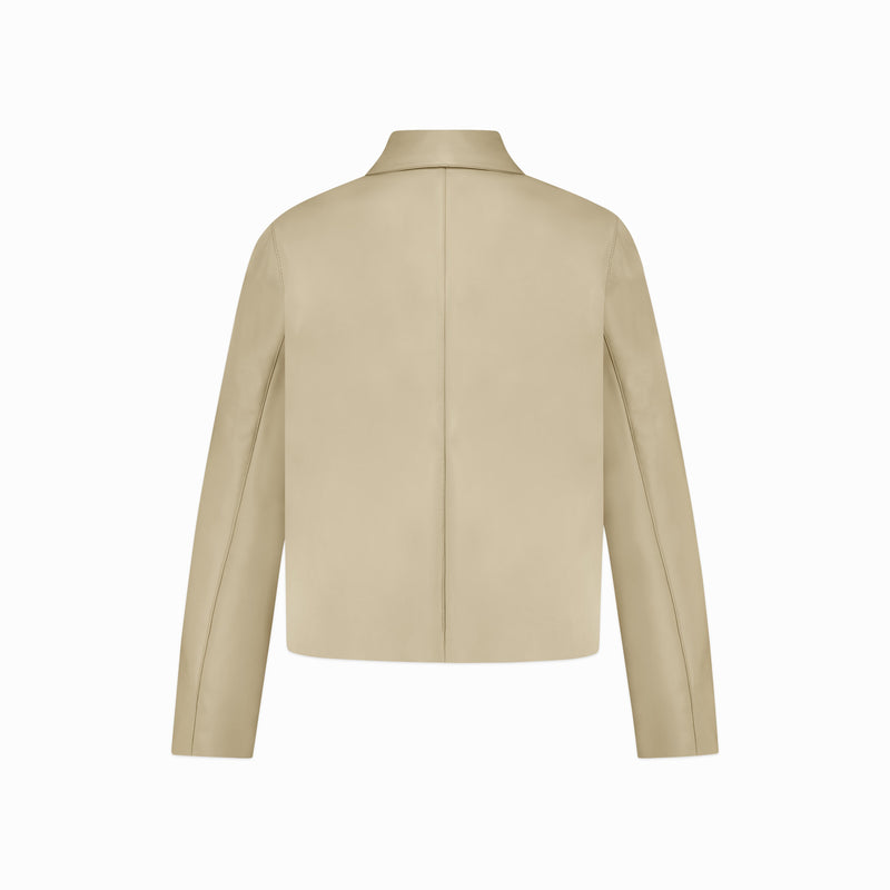 Leather Blouson Worker Jacket | Beige