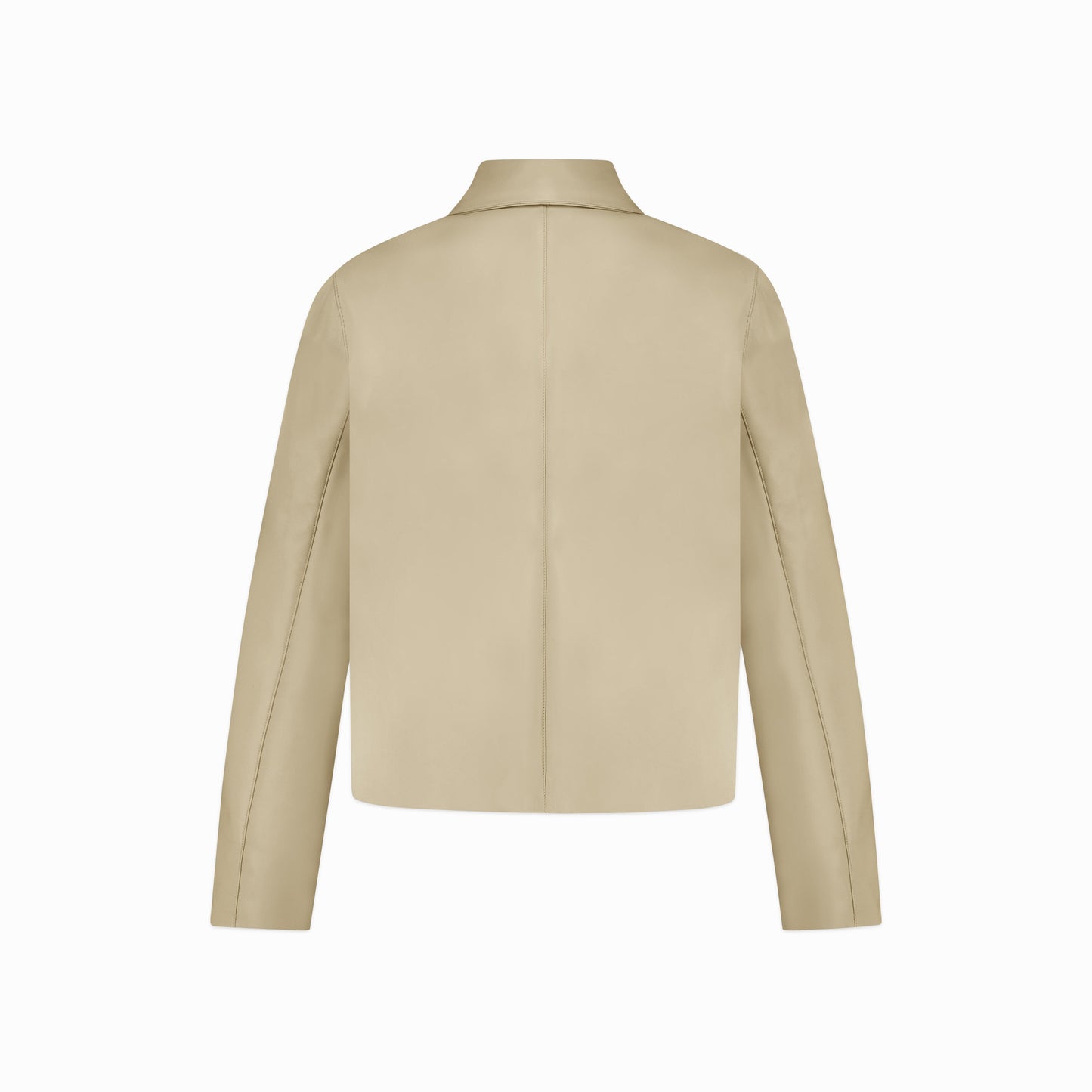 Leather Blouson Worker Jacket Beige