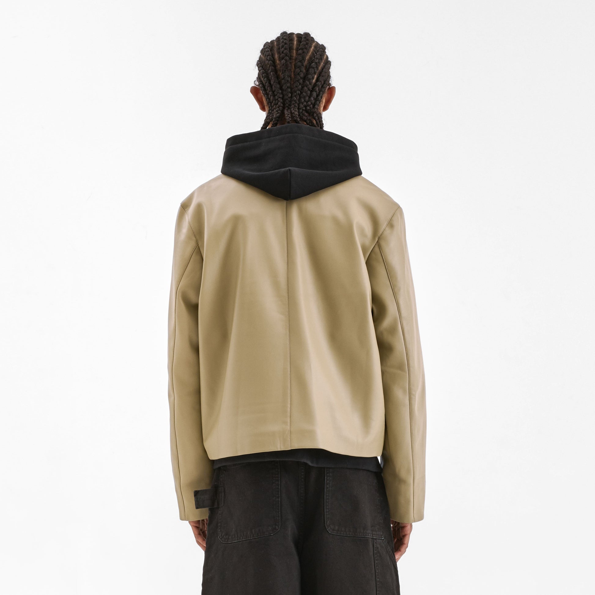 Leather Blouson Worker Jacket | Beige