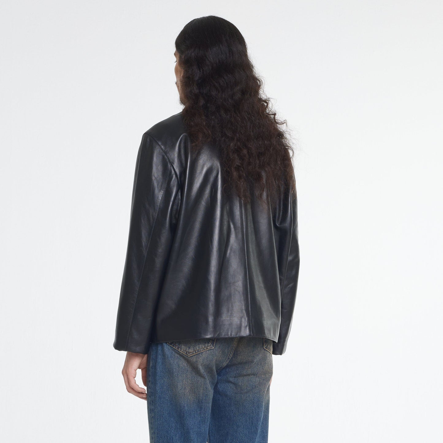 Leather Blouson Worker Jacket Black