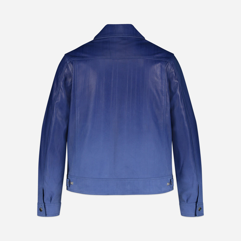 Leather Moto Jacket | Faded Blue