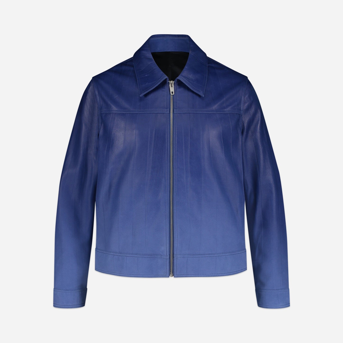 Leather Moto Jacket Faded Blue