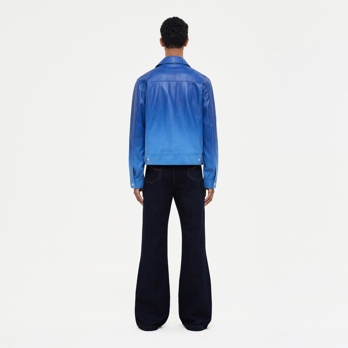 Leather Moto Jacket | Faded Blue