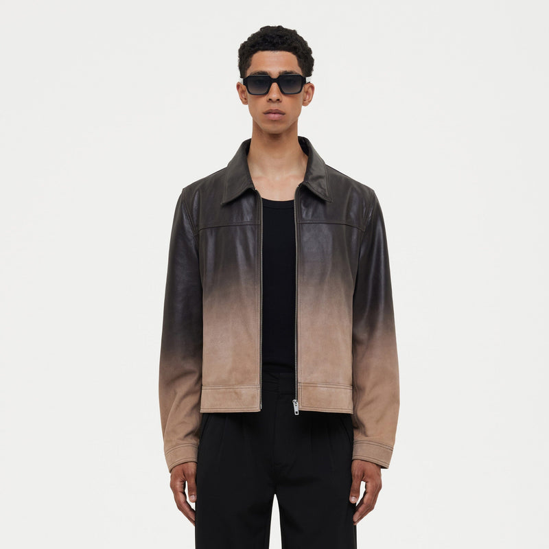 Leather Moto Jacket | Faded Brown