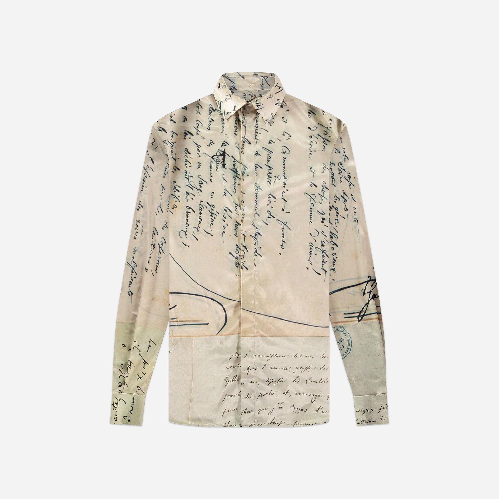 Letter Viscose Shirt Beige