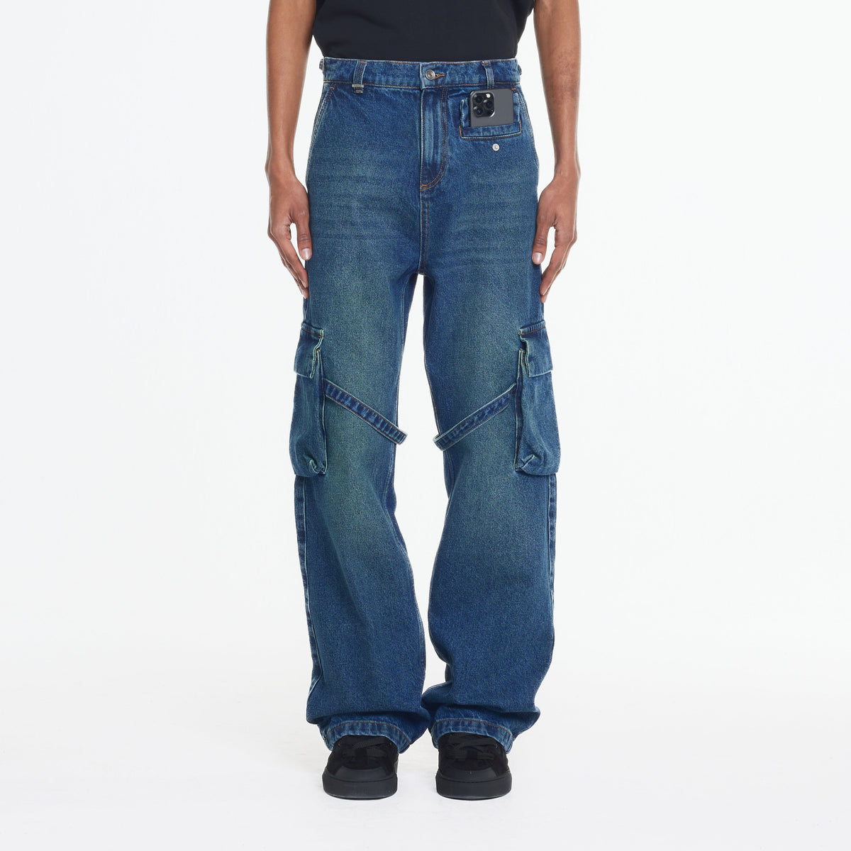 Phone Pocket Cargo Pants | Dark Indigo
