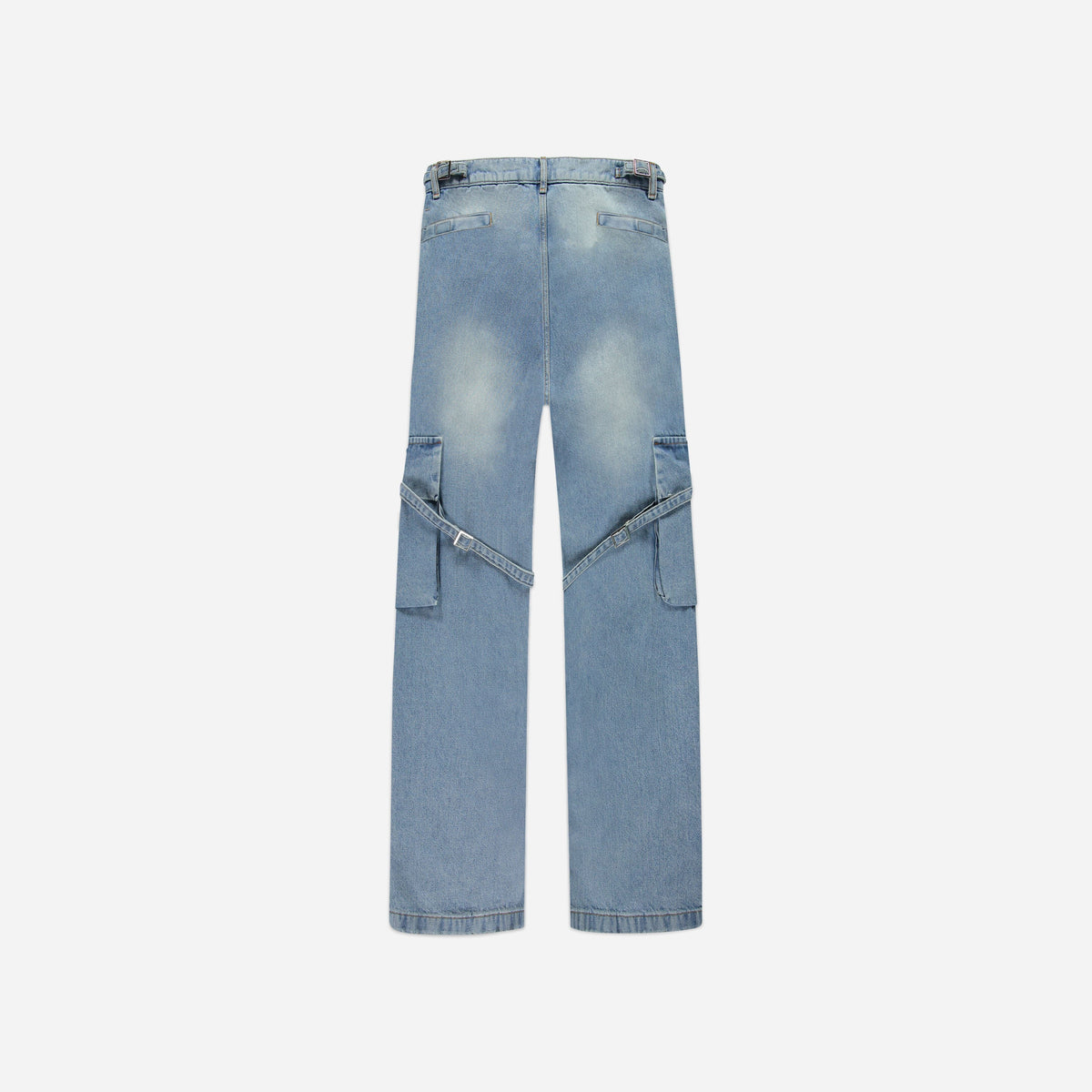 Phone Pocket Cargo Pants | Light Blue Denim