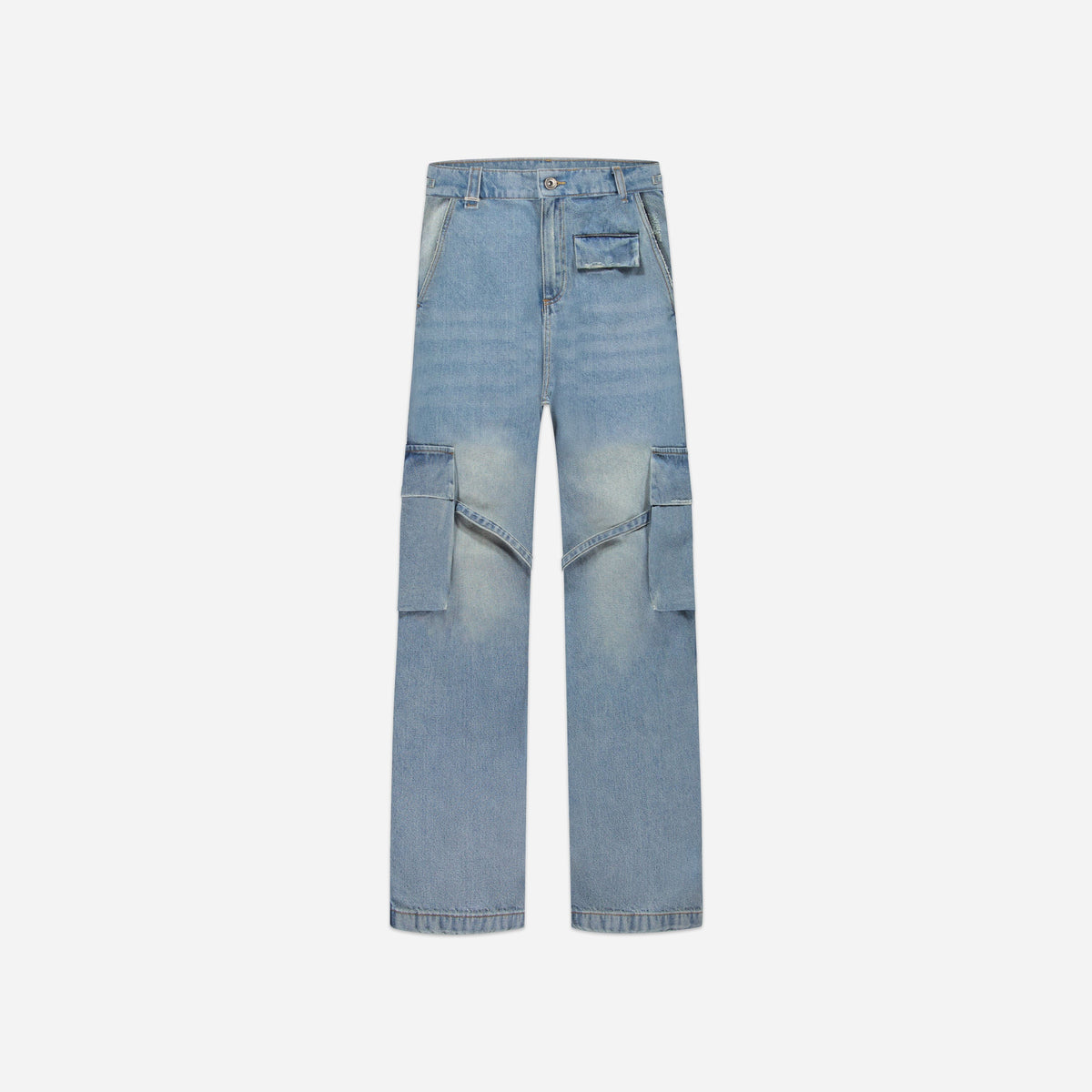 Phone Pocket Cargo Pants | Light Blue Denim