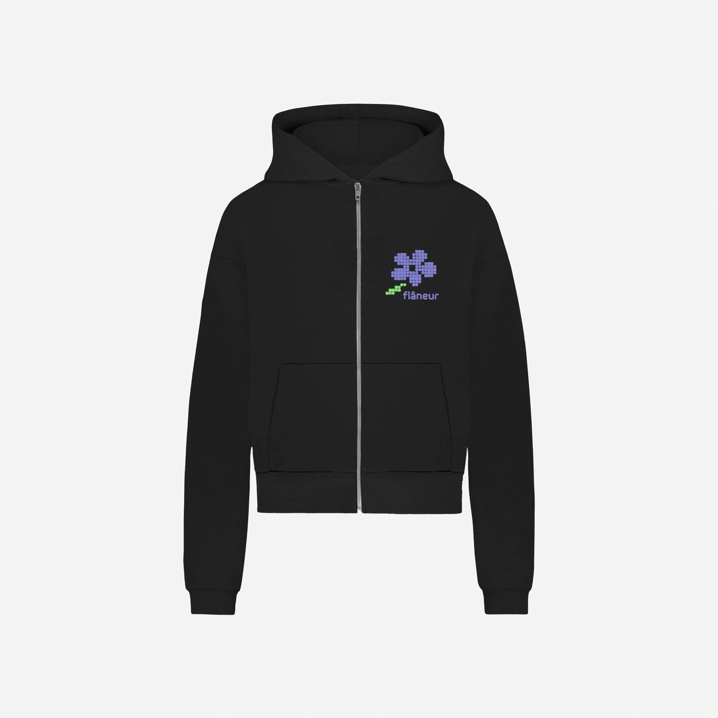 Pixel Flower Zip-Up | Black