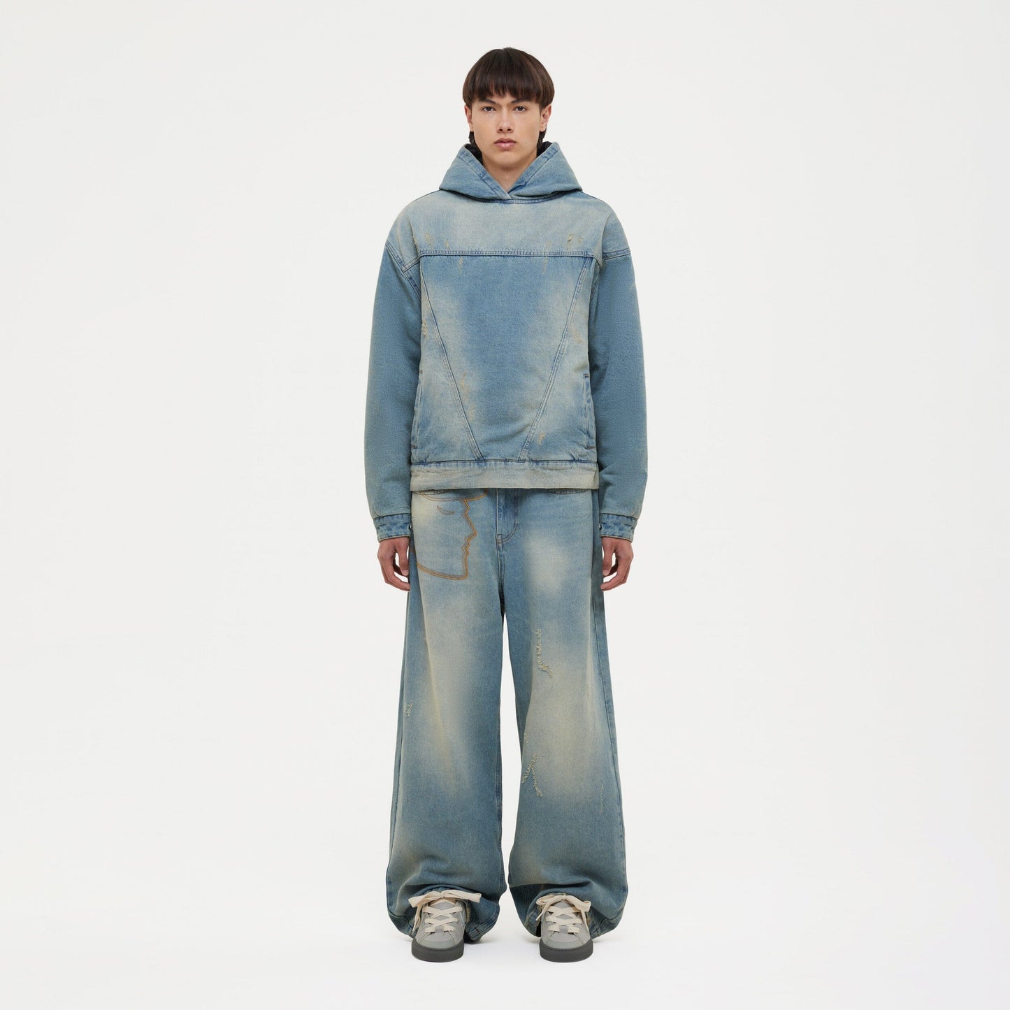 Puffy Denim Hoodie Sand Wash