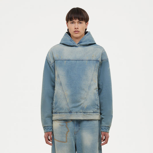 Puffy Denim Hoodie Sand Wash