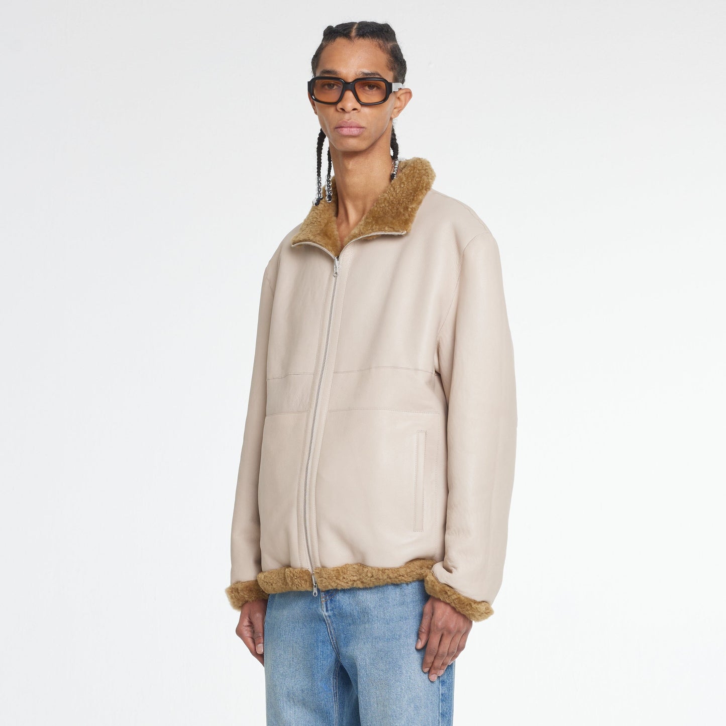 Reversible Shearling Jacket Creme