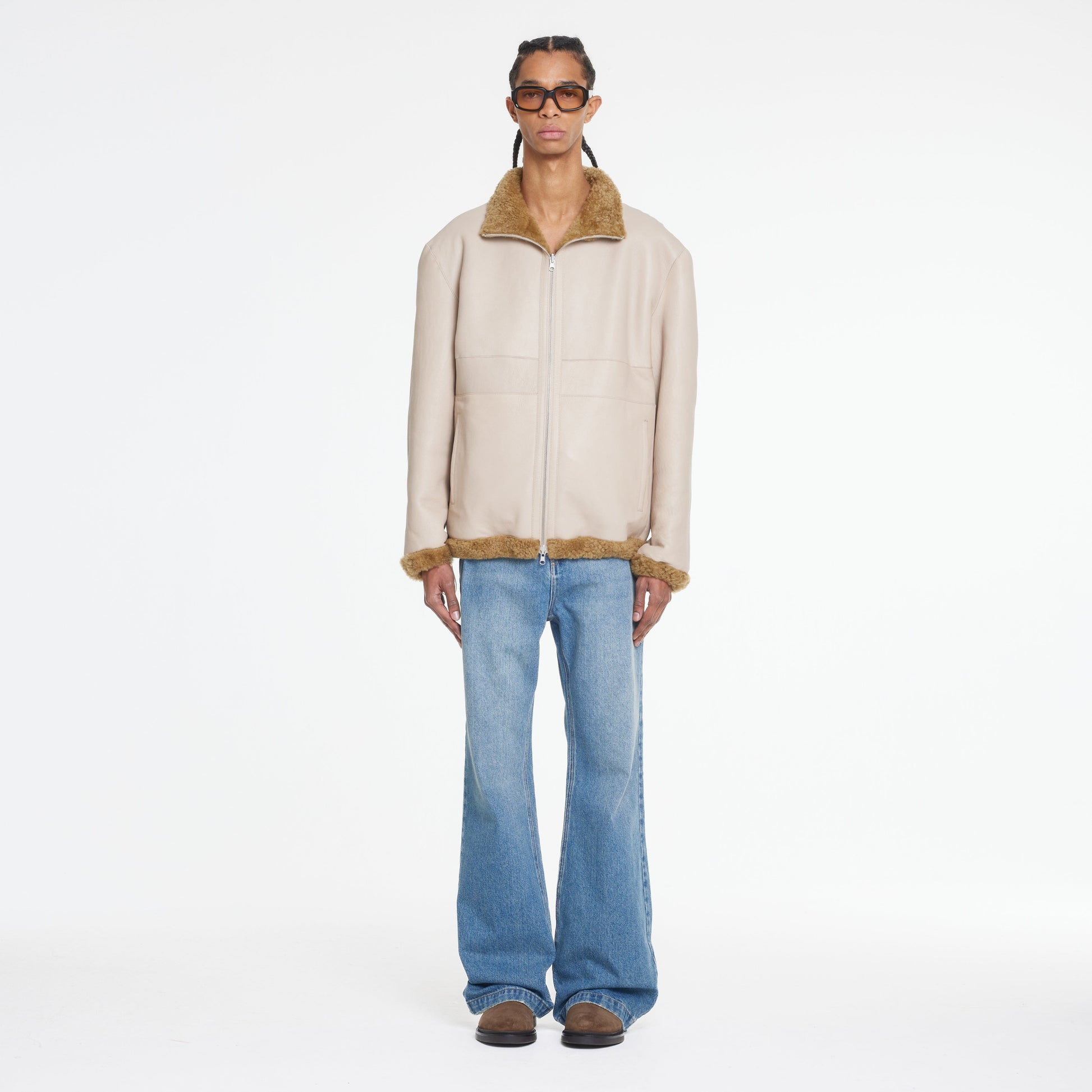 Reversible Shearling Jacket Creme