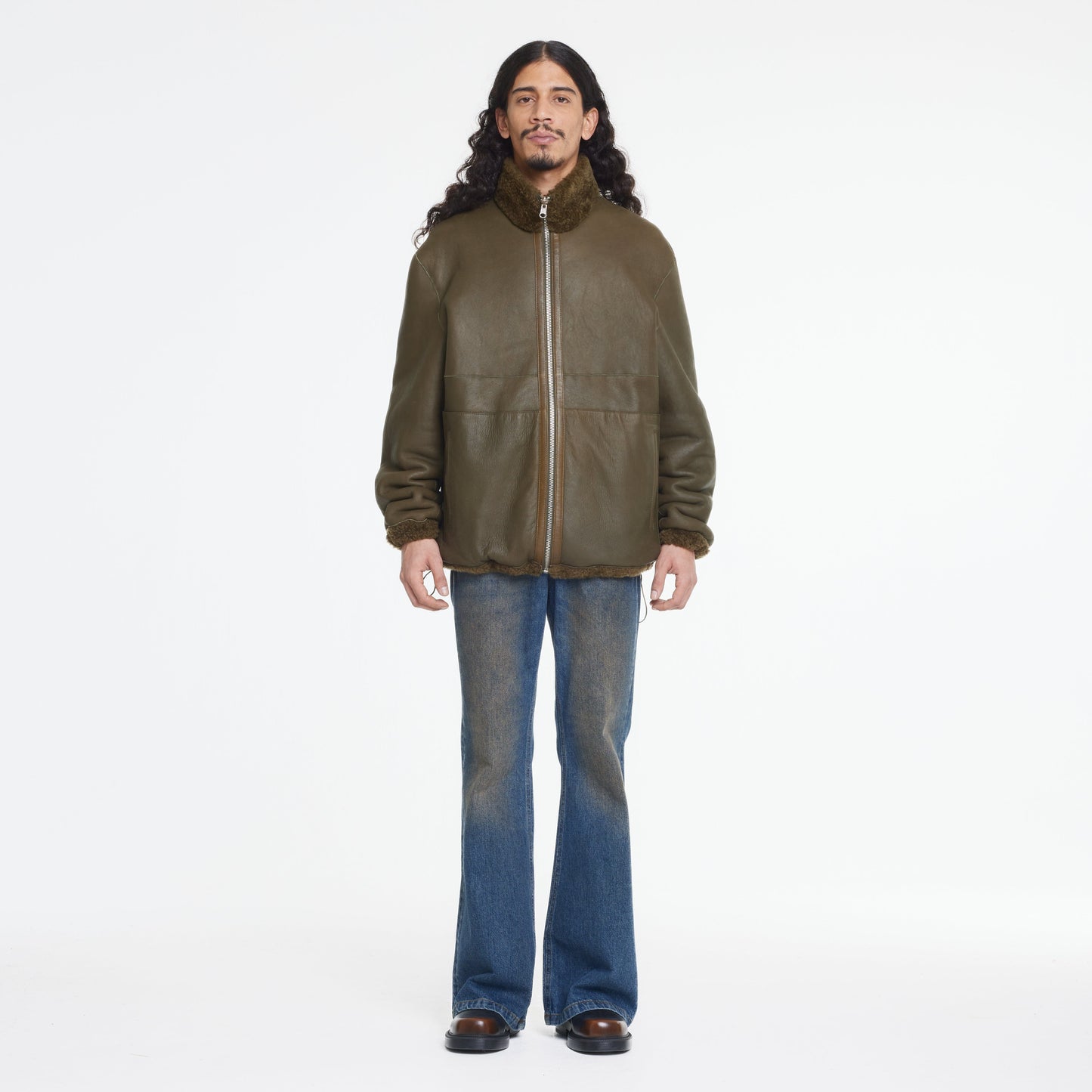 Reversible Shearling Jacket Green