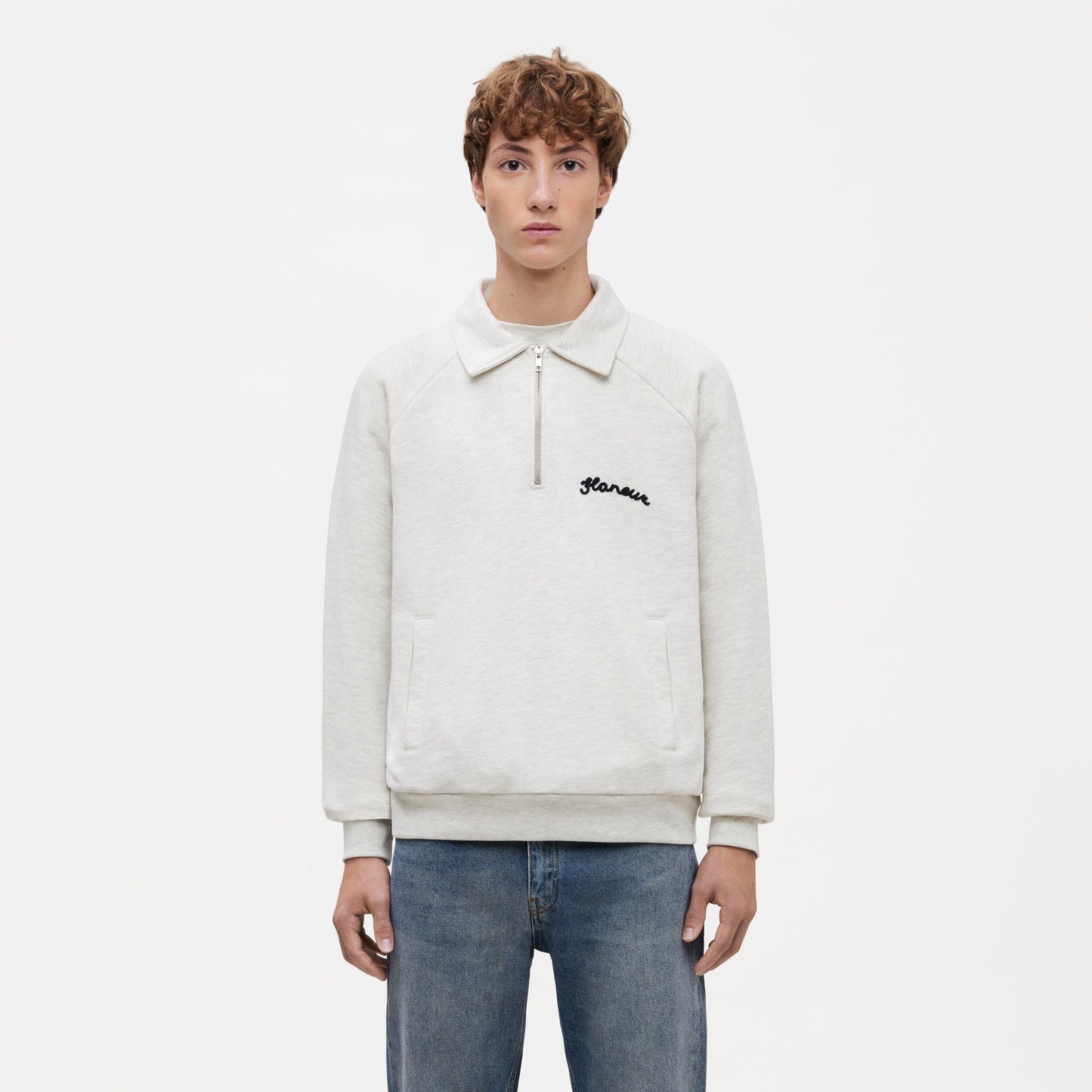 Signature Raglan Half Zip | Heather Cool Grey
