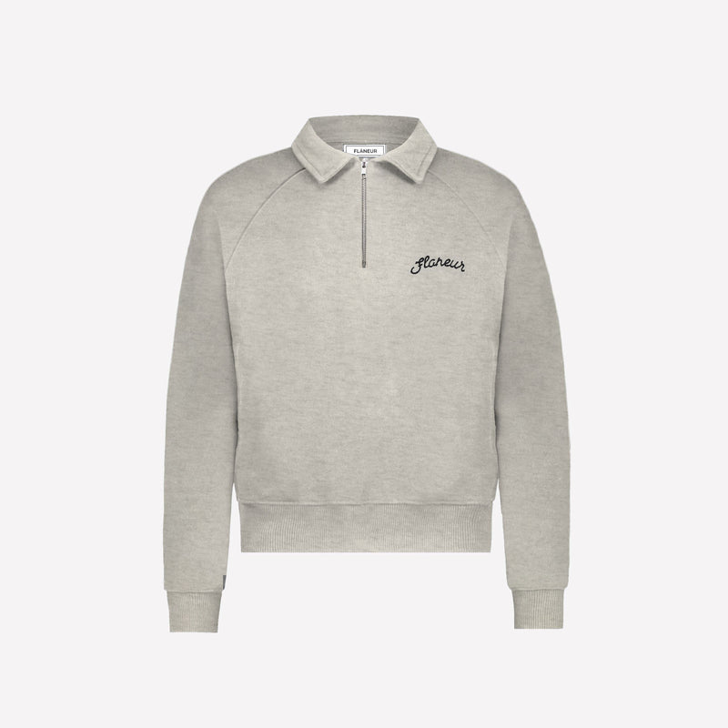 Signature Raglan Half Zip | Heather Cool Grey