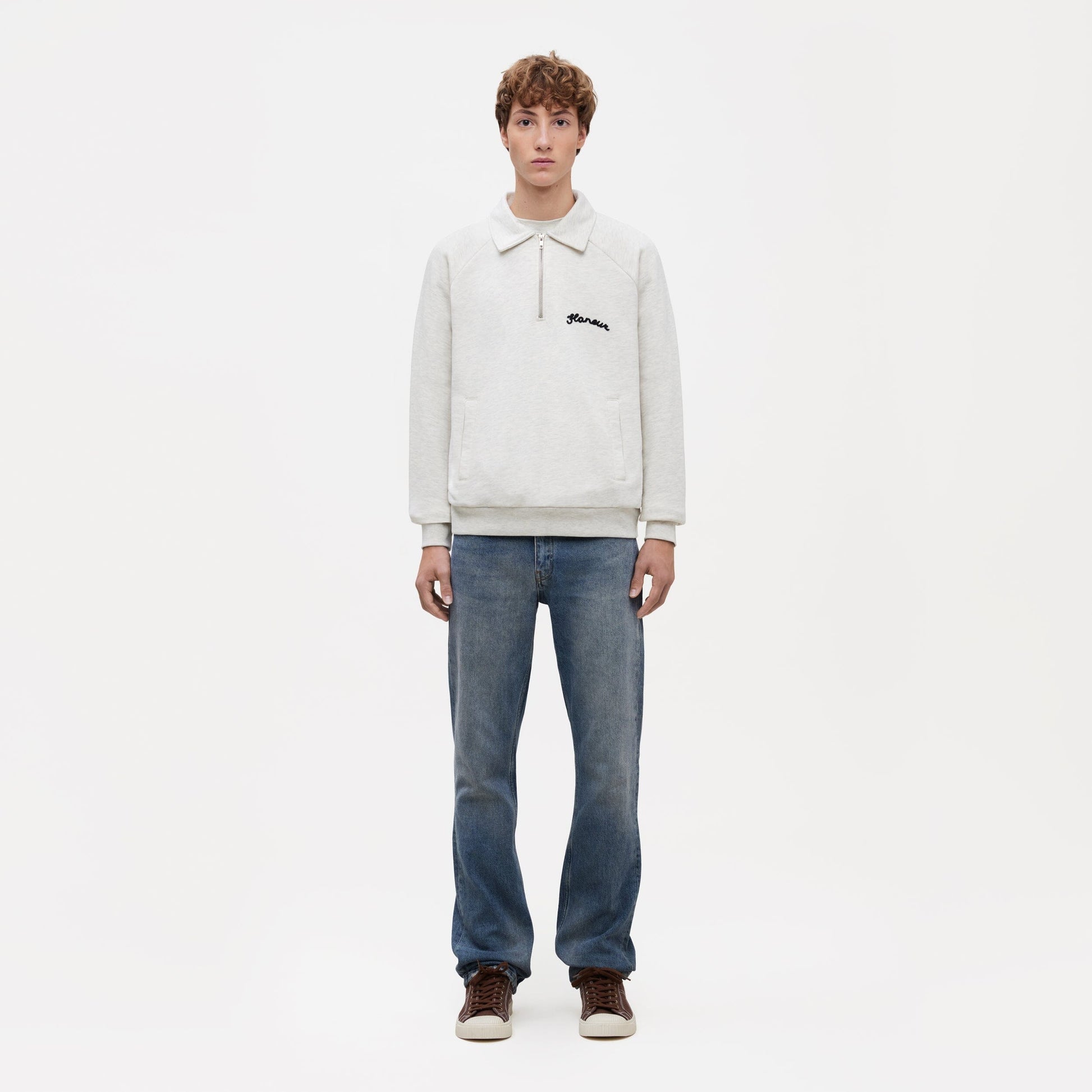 Signature Raglan Half Zip | Heather Cool Grey