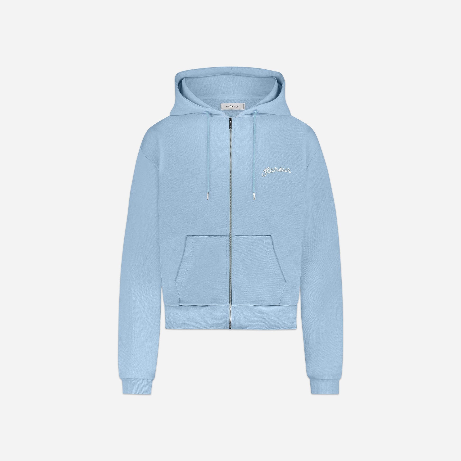 Signature Zip-Up Hoodie Light Blue