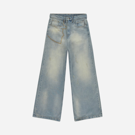 Visage Wide Leg Jeans Sand Wash