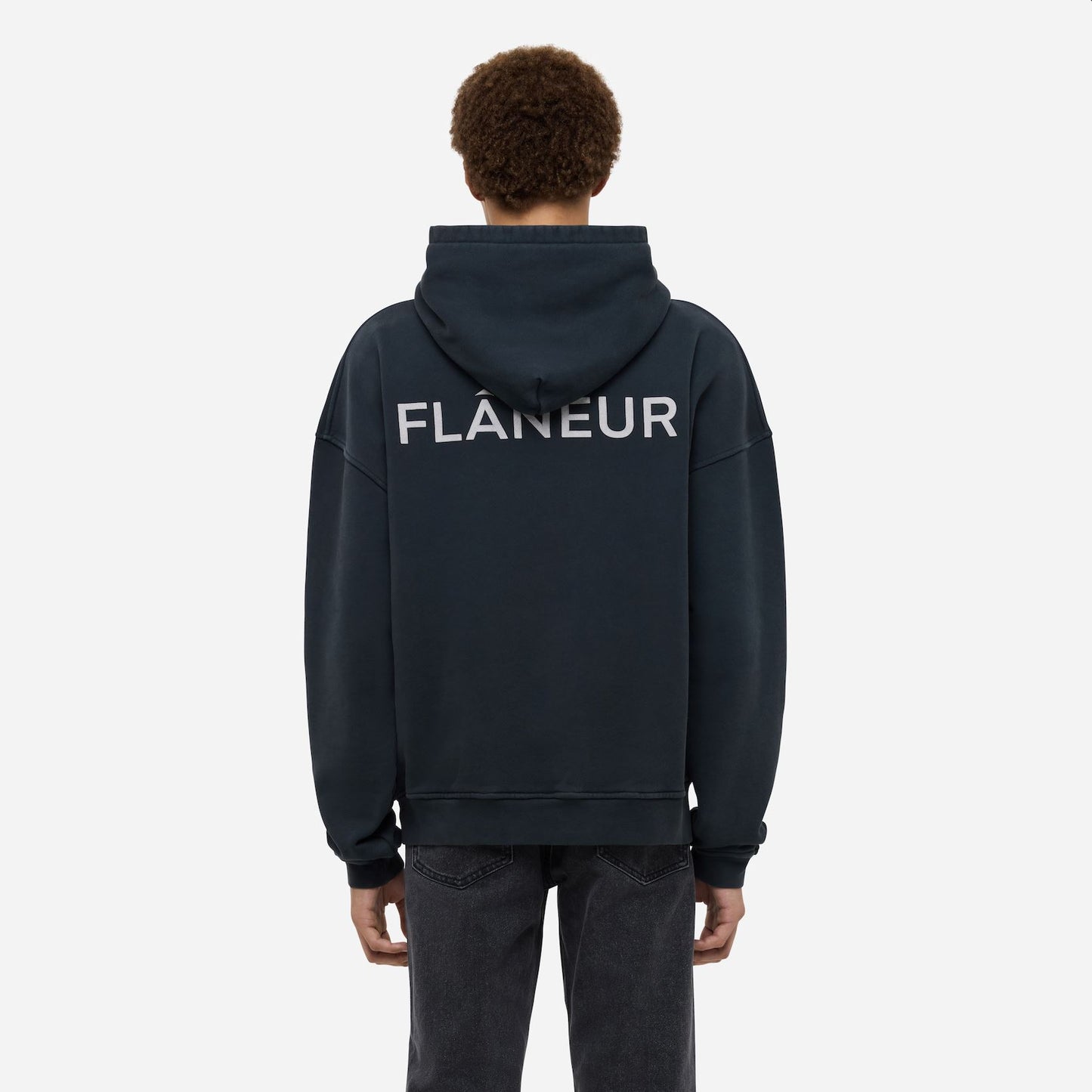 Washed Flâneur Hoodie Black (500GSM)