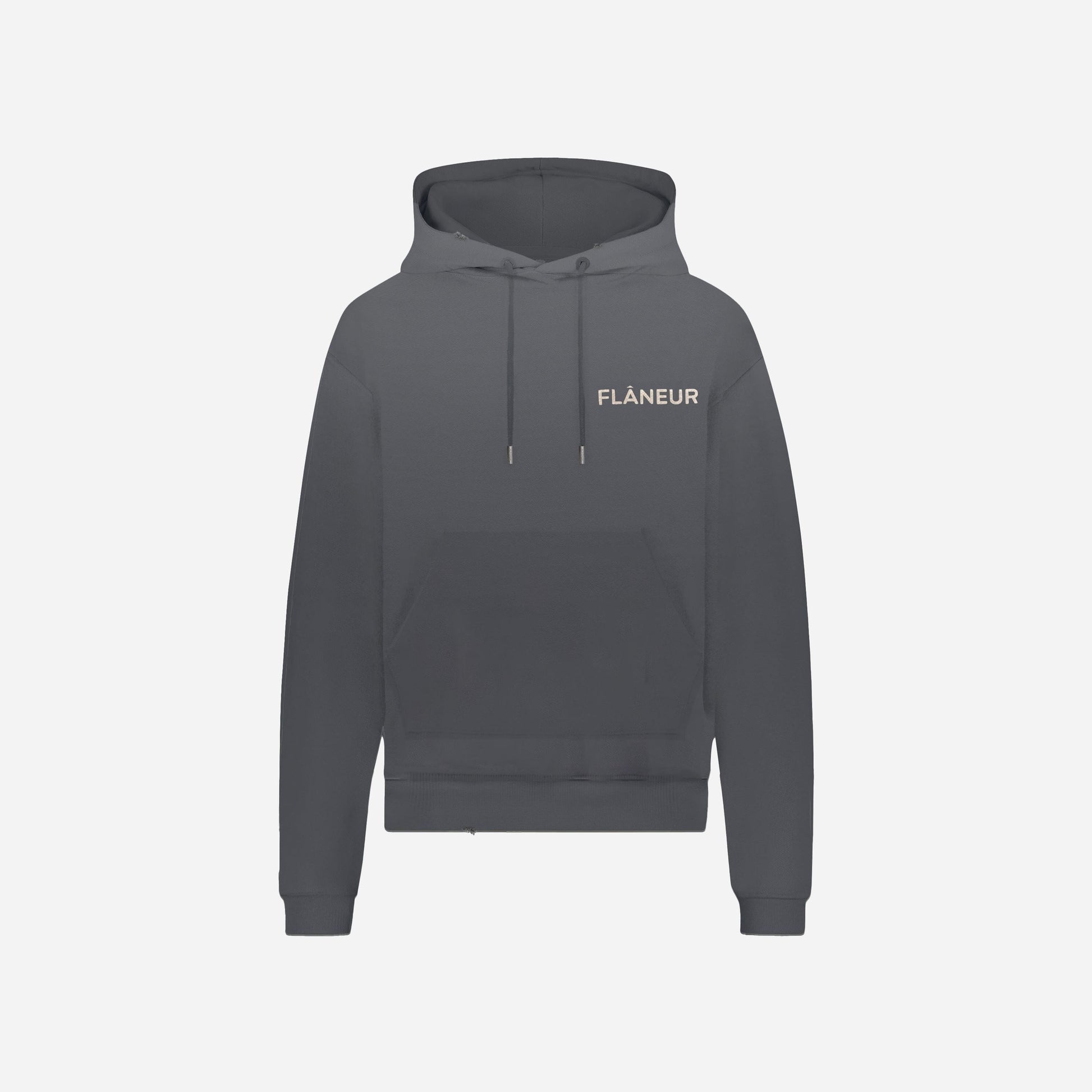 Washed Flâneur Hoodie Black (500GSM)