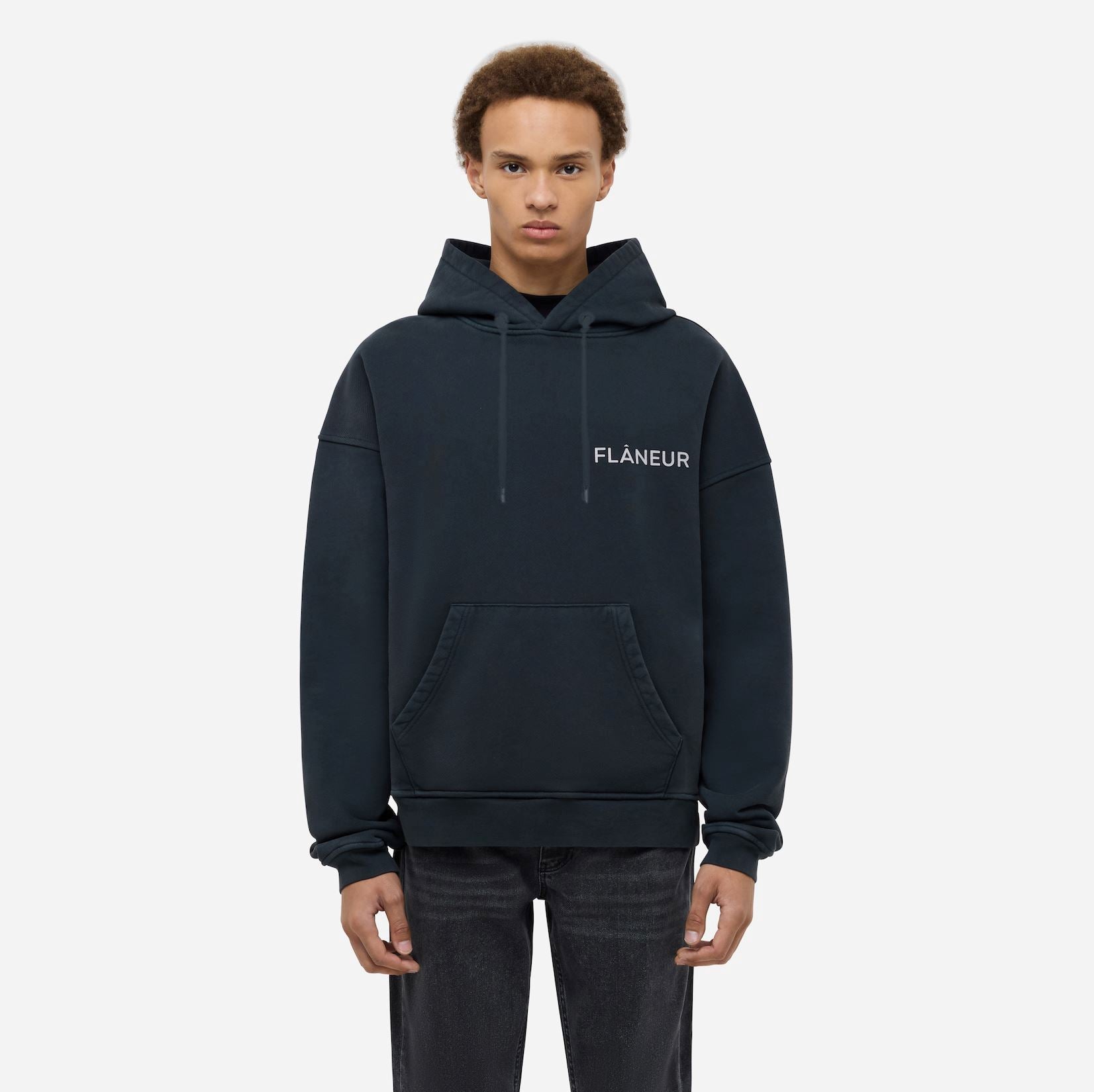 Washed Flâneur Hoodie Black (500GSM)