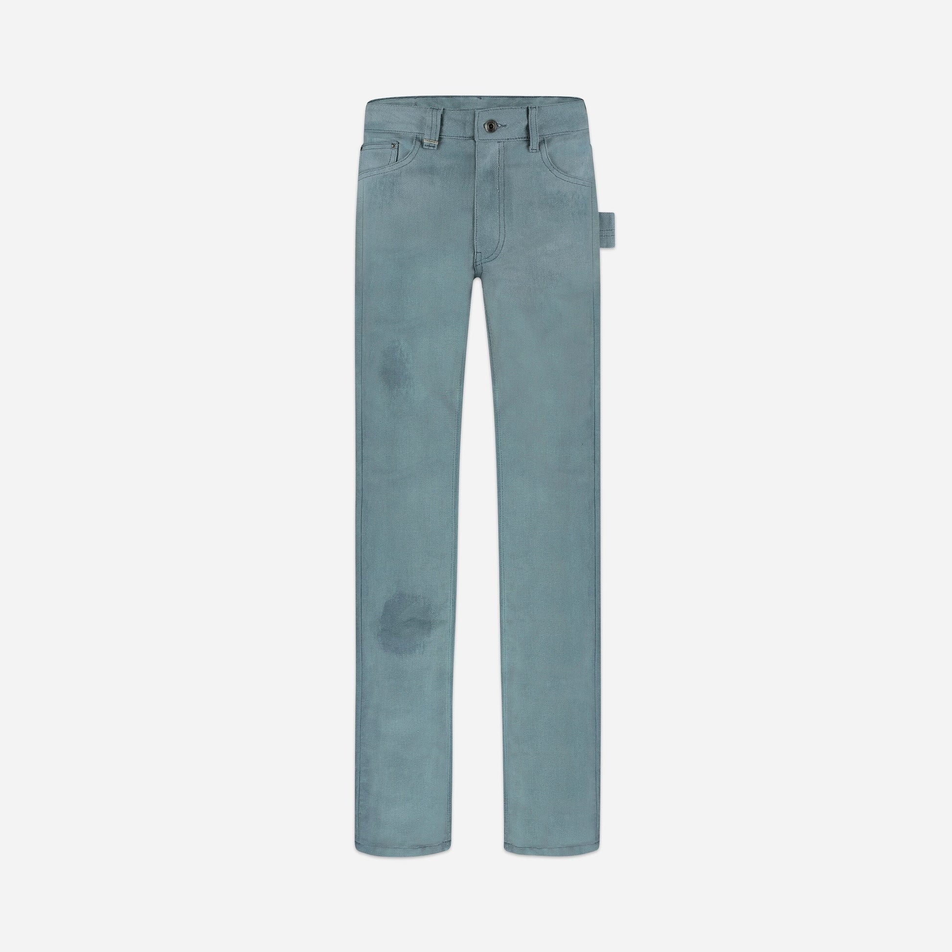 Waxed Denim Jeans Azure green