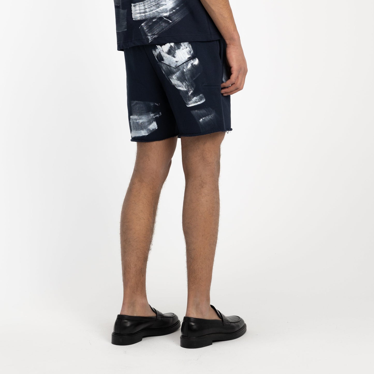 'Atelier' Shorts with Paint Stains in Navy
