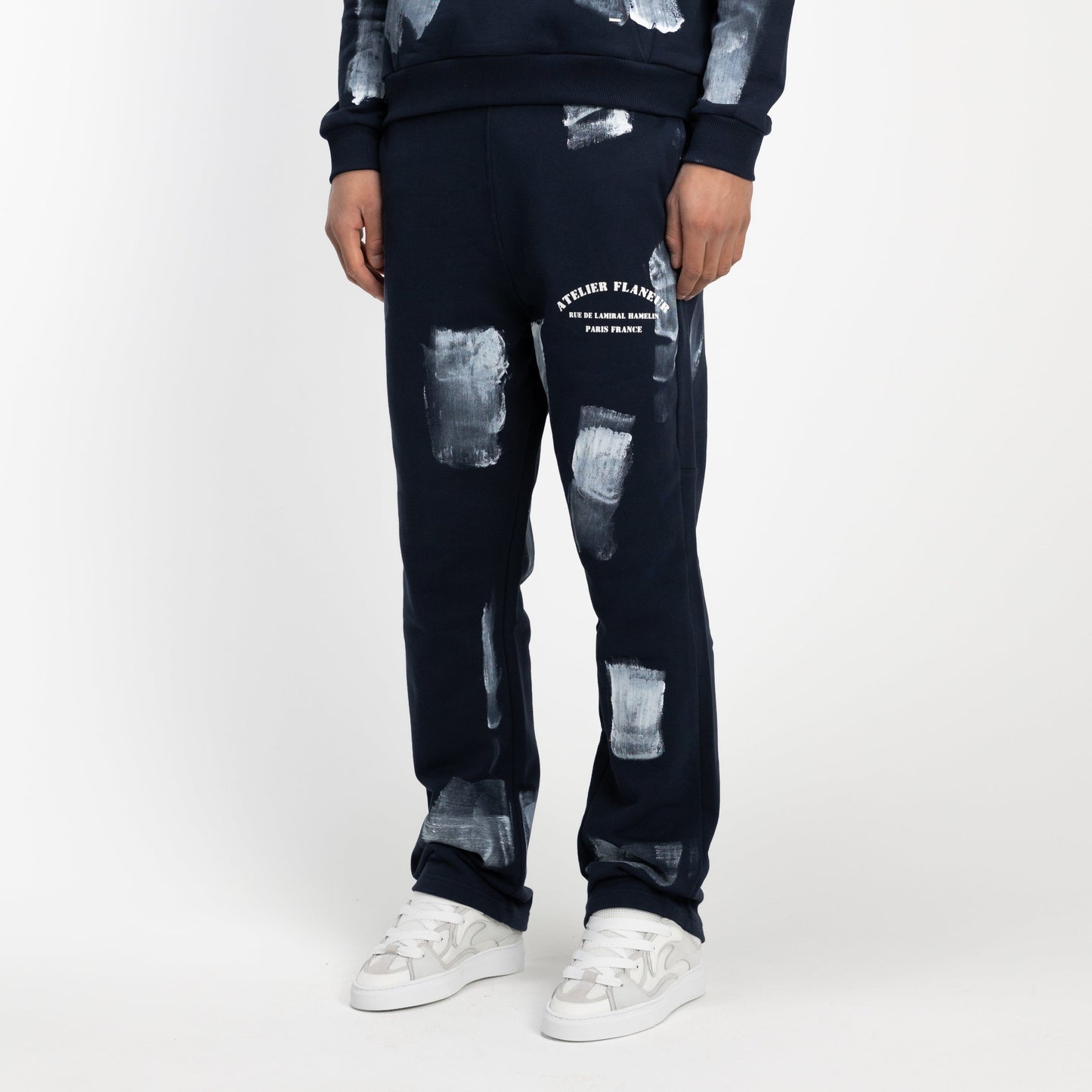 'Atelier' Sweatpants with Paint Stains in Navy