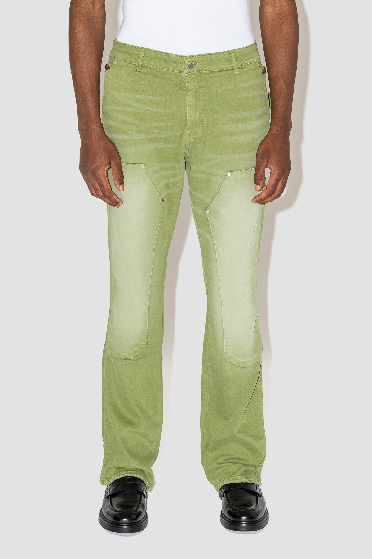 Carpenter Flared Jeans in Green Denim