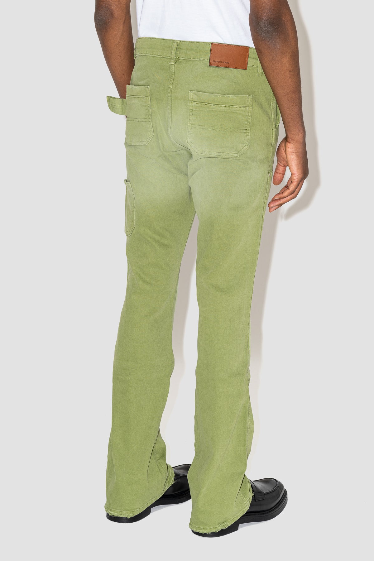Carpenter Flared Jeans in Green Denim