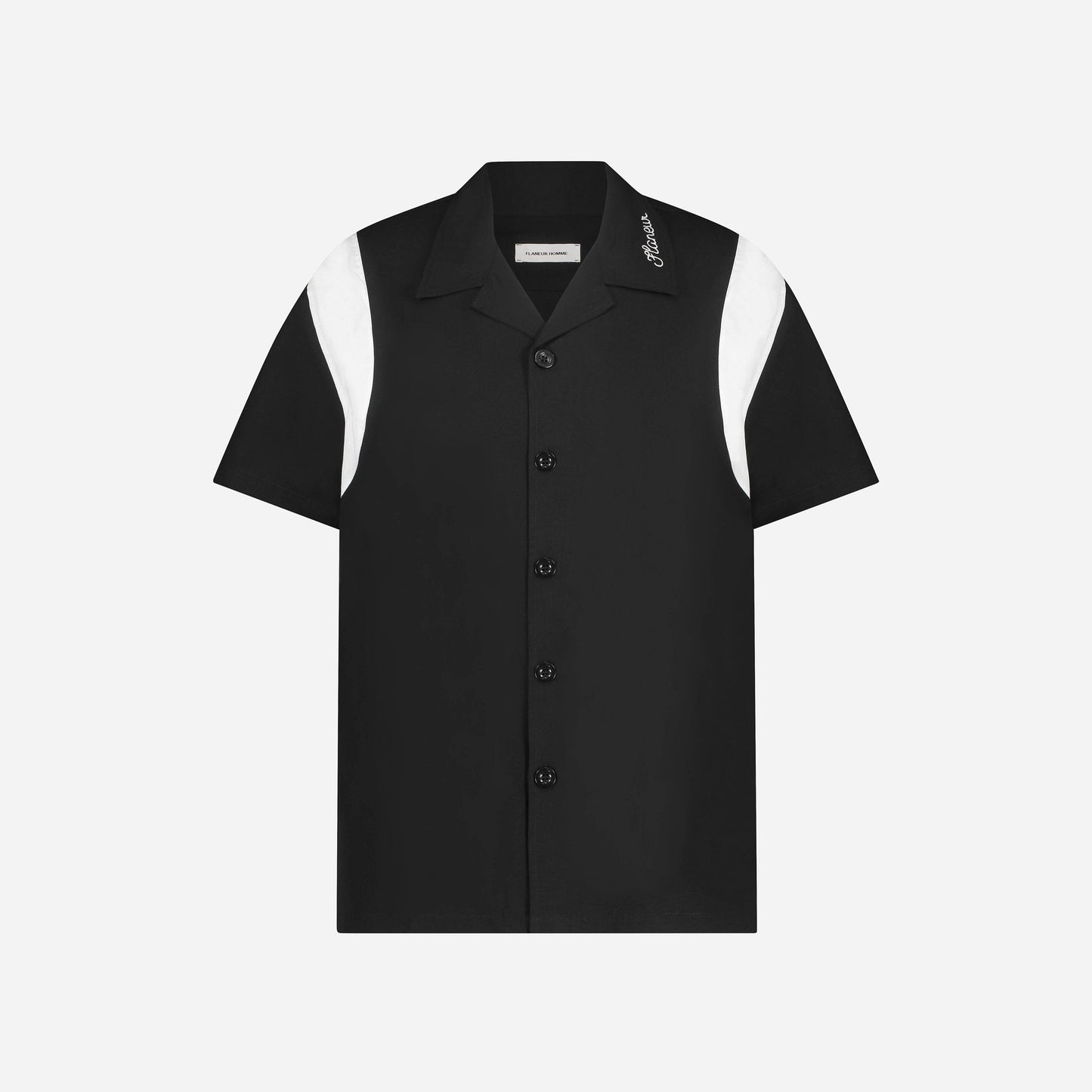 Chainstitch 'Flaneur' Bowling Shirt in Black