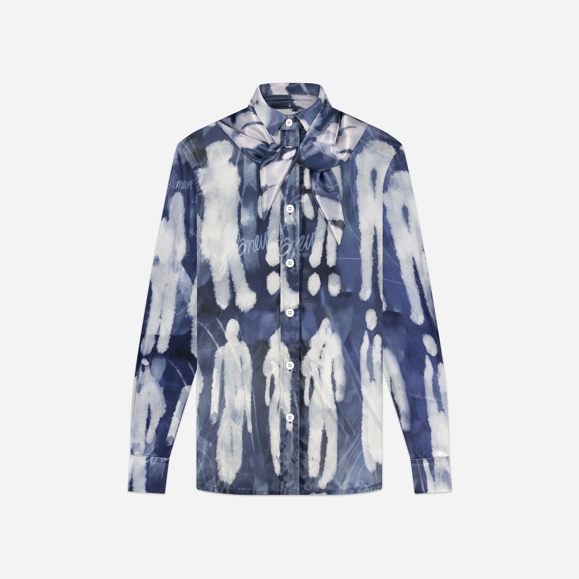 Characters Silk Hooded Shirt Blue