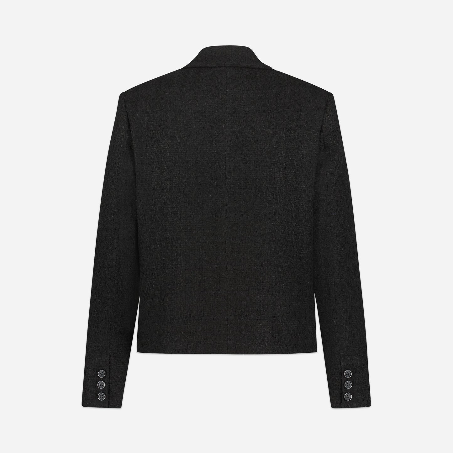 Double Breasted Blazer in Black Tweed