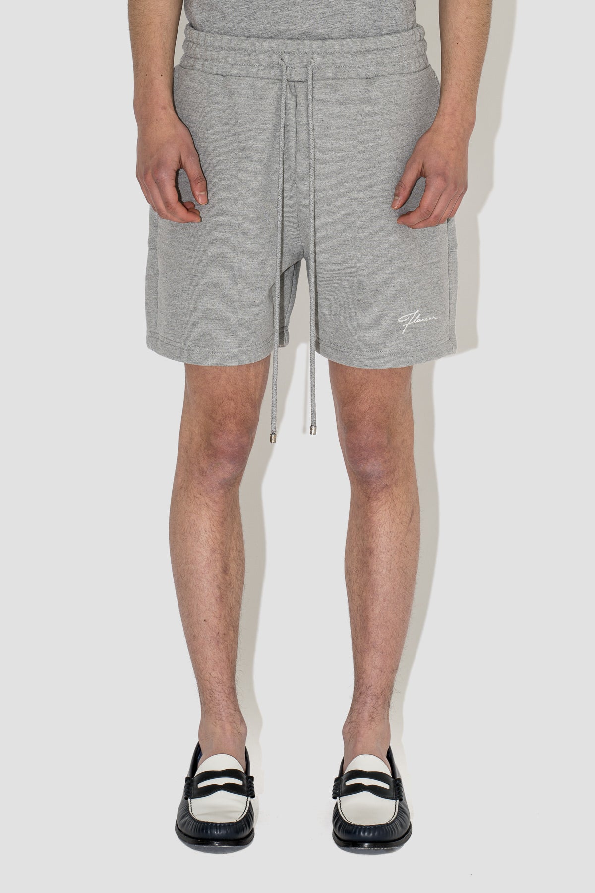 Embroidered Signature Shorts in Heather Grey