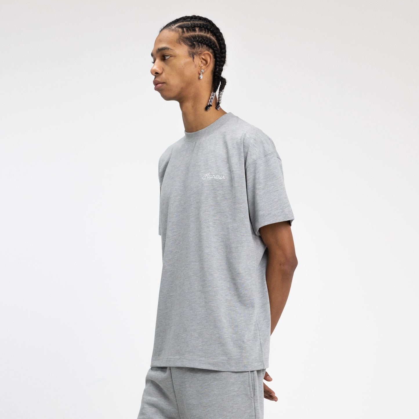'Flaneur' Signature T-Shirt in Heather Grey