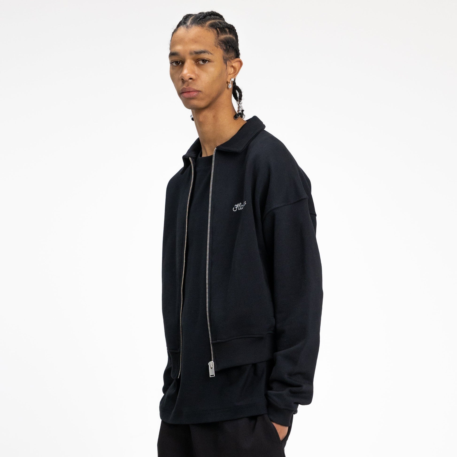'Flaneur' Signature Zip-Up in Black