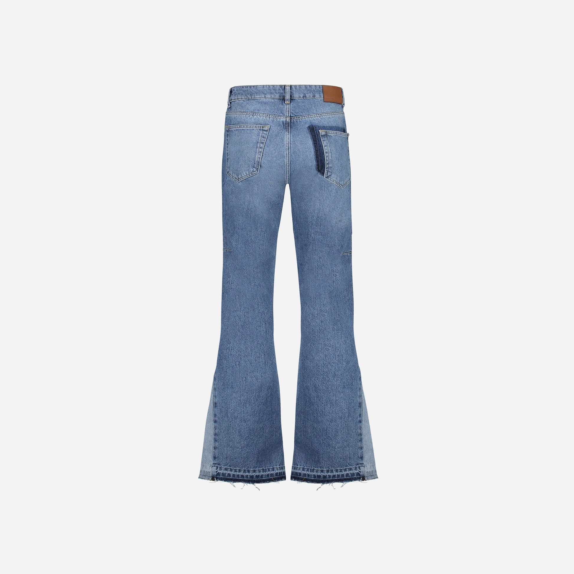 Flared Straight Jeans in Blue Denim