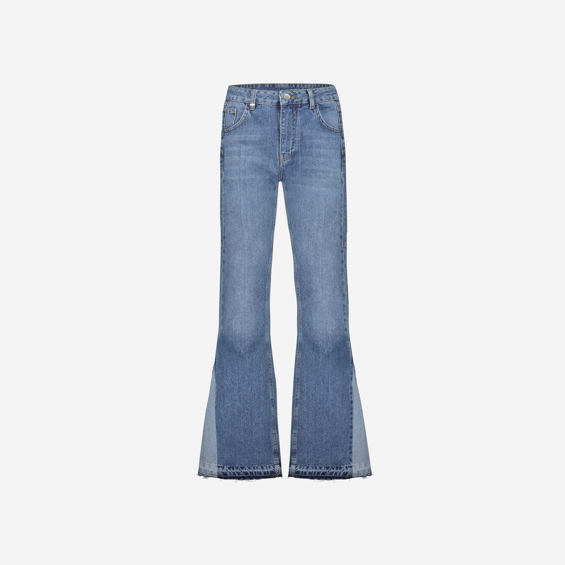 Flared Straight Jeans in Blue Denim