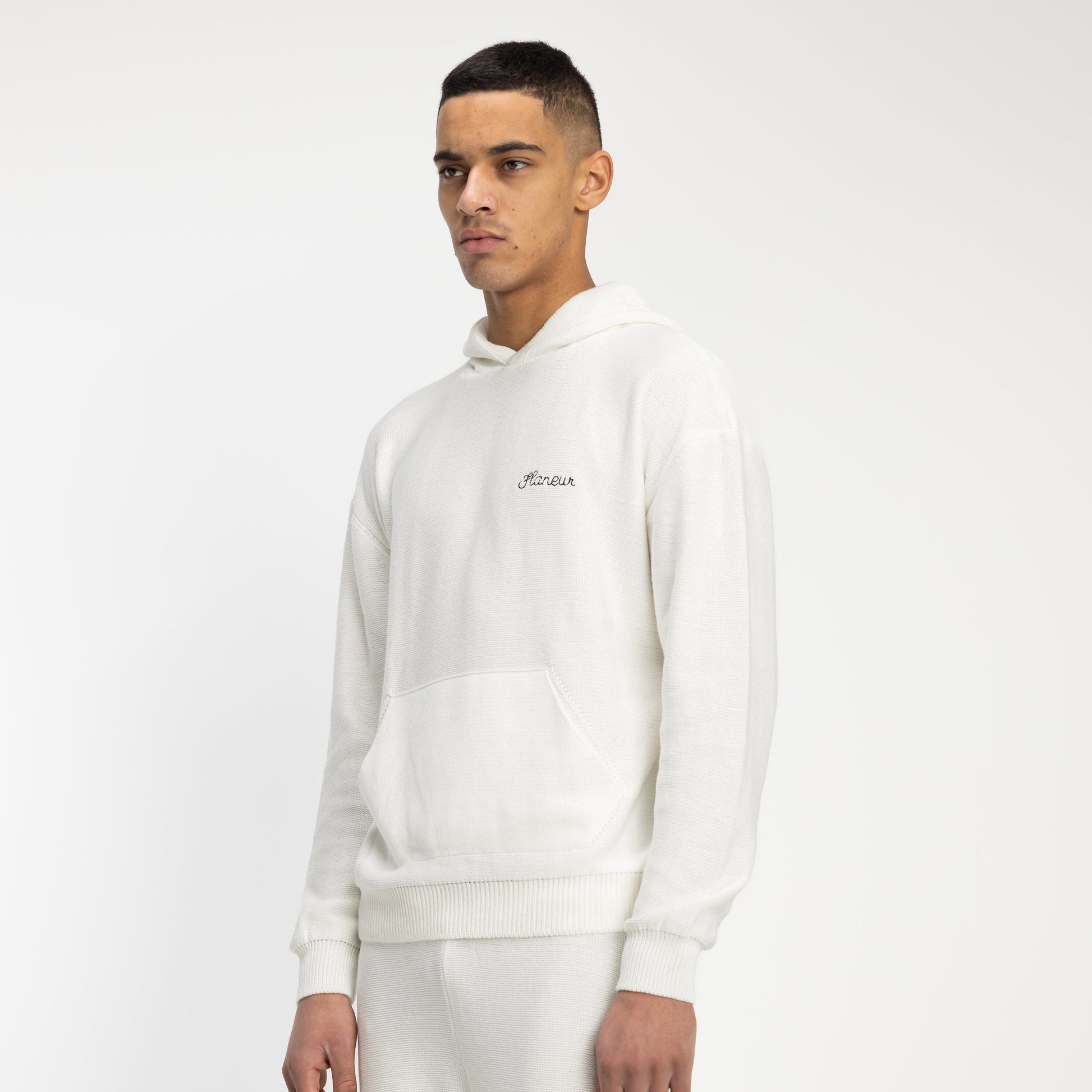 Knitted Hoodie in Creme