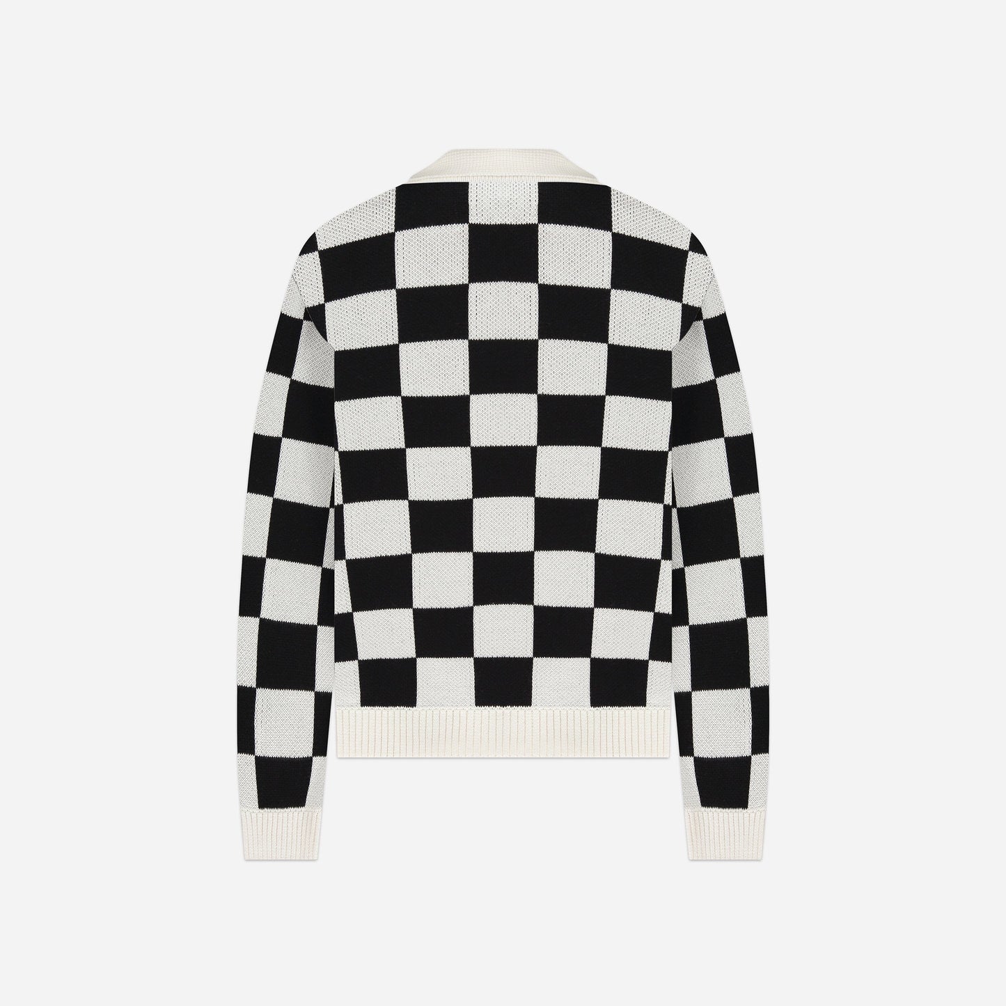 Knitted Oversized Polo in Black/White Checkers